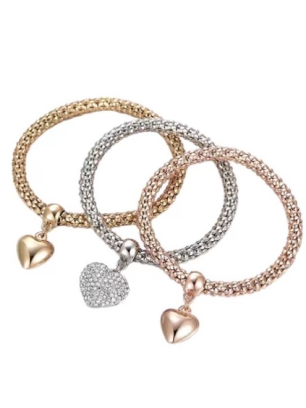 Set of Three TriColor Heart Bracelets - Picture 1 of 4